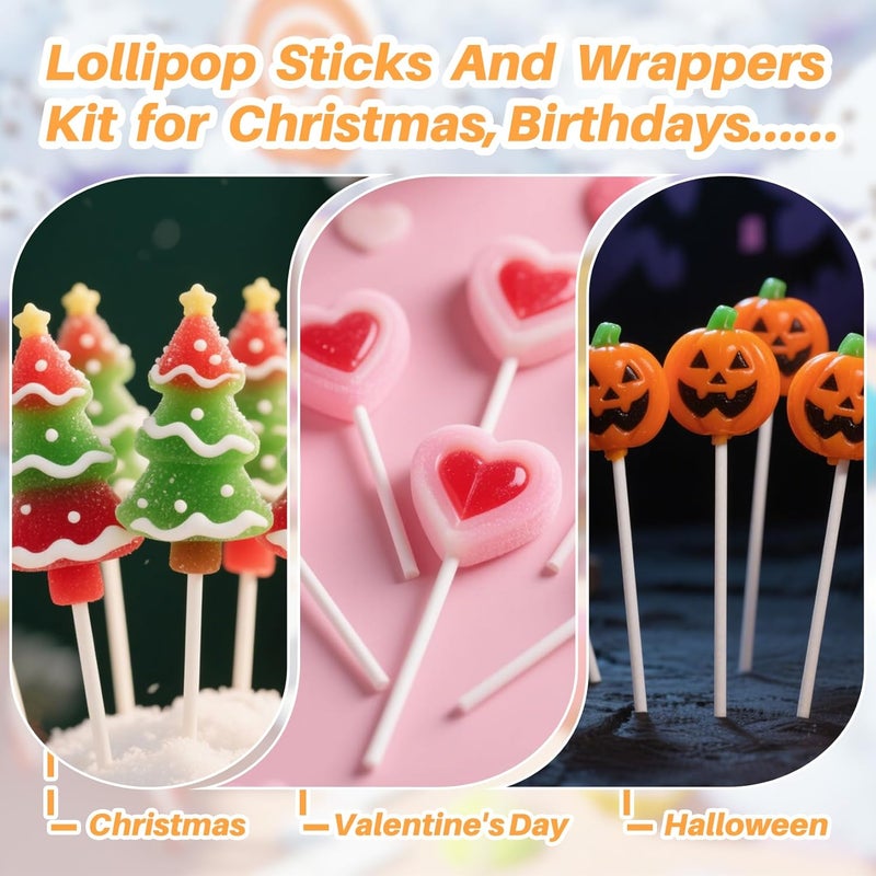 Rainflow 600 Pcs Cake Pop Sticks and Wrappers Kit - Lollipop Sticks and Wrappers Including 200ct Cake Pop Stick,200ct Treat Bags,200 Pcs Twist Ties for Cakepop, Lollipop, Candy, Chocolate - Image 5